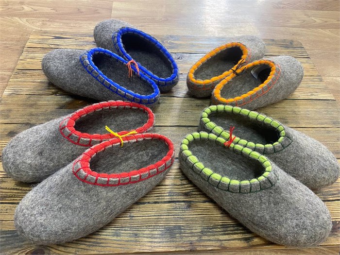 02) Валяные тапочки БЕЗ задника с обшивкой 35-46 П-1083